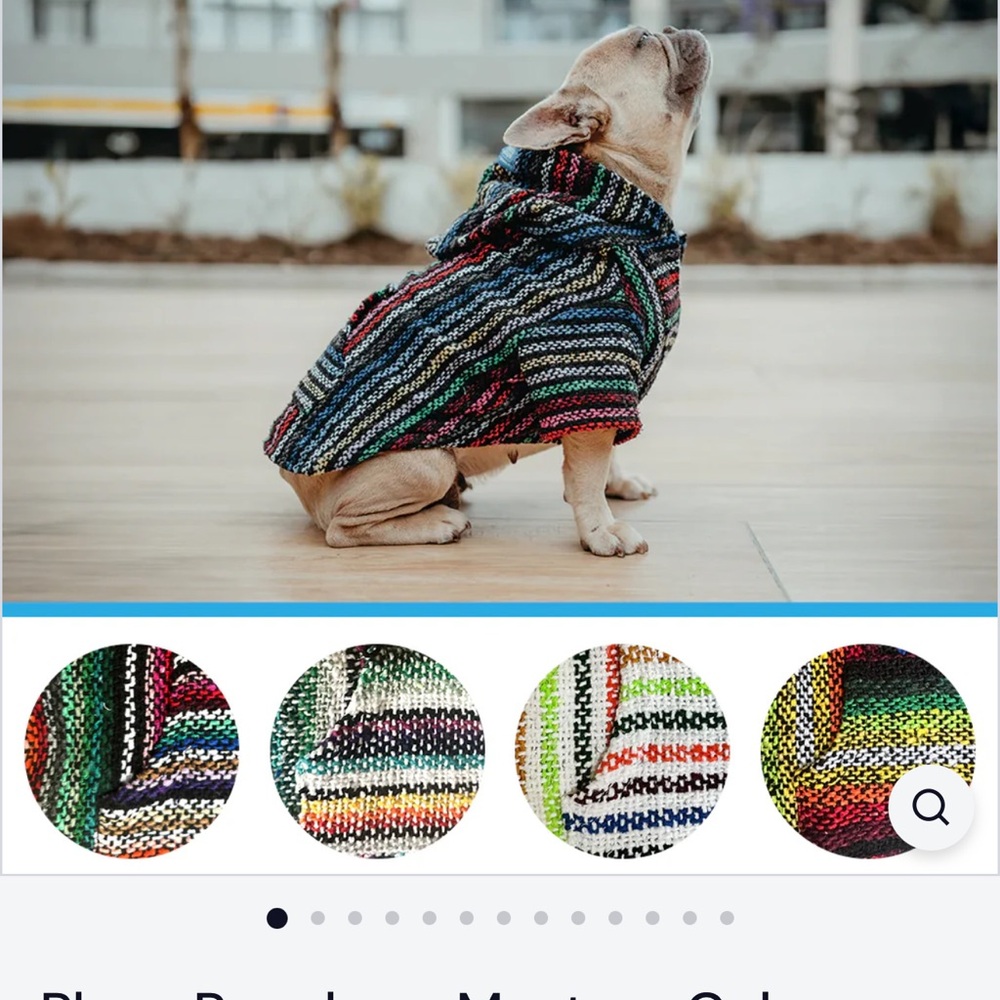 DOG Hooded Knit poncho in Purple & Pink Stripes - Picture 9 of 9